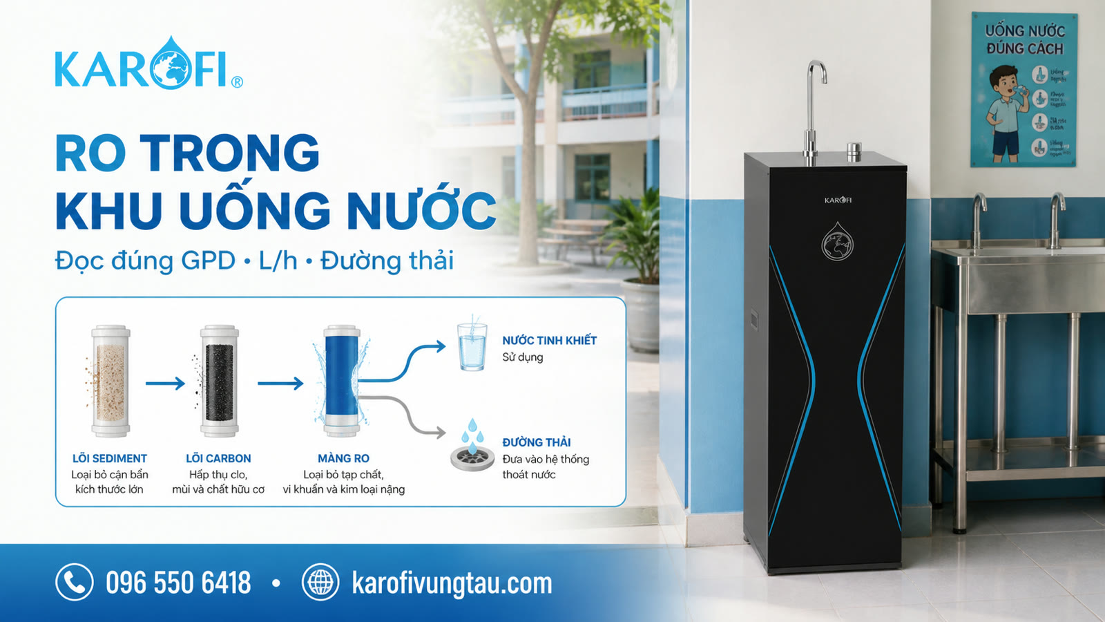 RO cho khu uống nước trường học