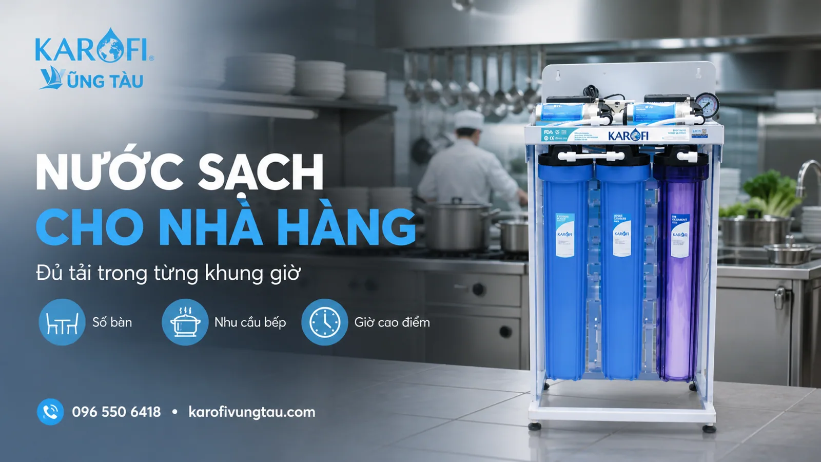 Máy lọc nước cho nhà hàng Vũng Tàu: đủ tải từng khung giờ